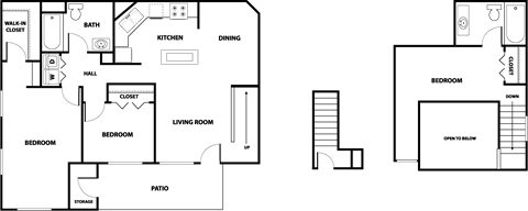 A black background with white geometric shapes and lines.